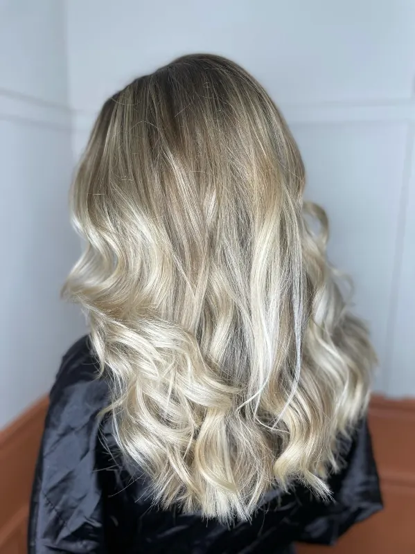 Bright blonde highlights with dimension